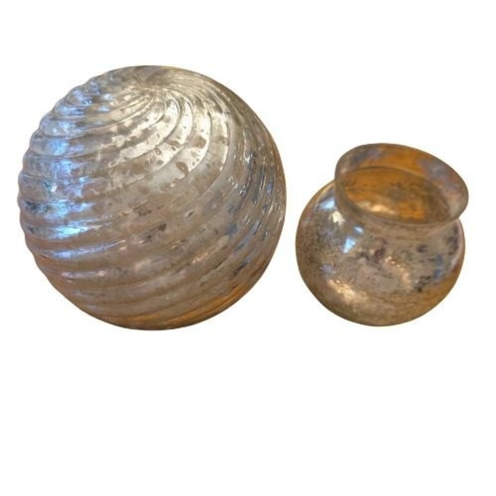 West Elm Mercury Glass‎ Sphere and Small Vase 2 pc Set Decorative Orb Home Decor